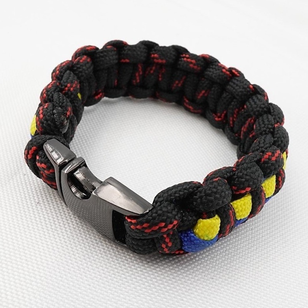Paracord Survival Bracelet Multicolor Cobra Braid Gunmetal Buckle Gorpcore